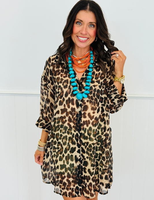 Sassy And Chic Leopard Tunic Coverup (Reg. and Plus)