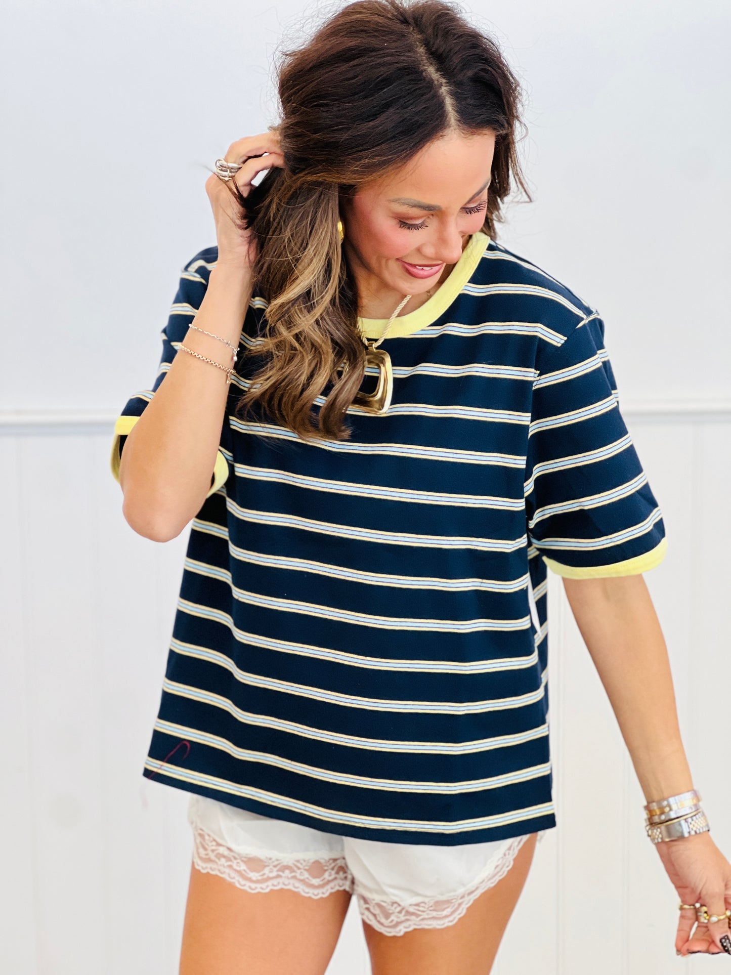 Specialty Striped Cotton Tee Shirt (Reg)-2 Colors