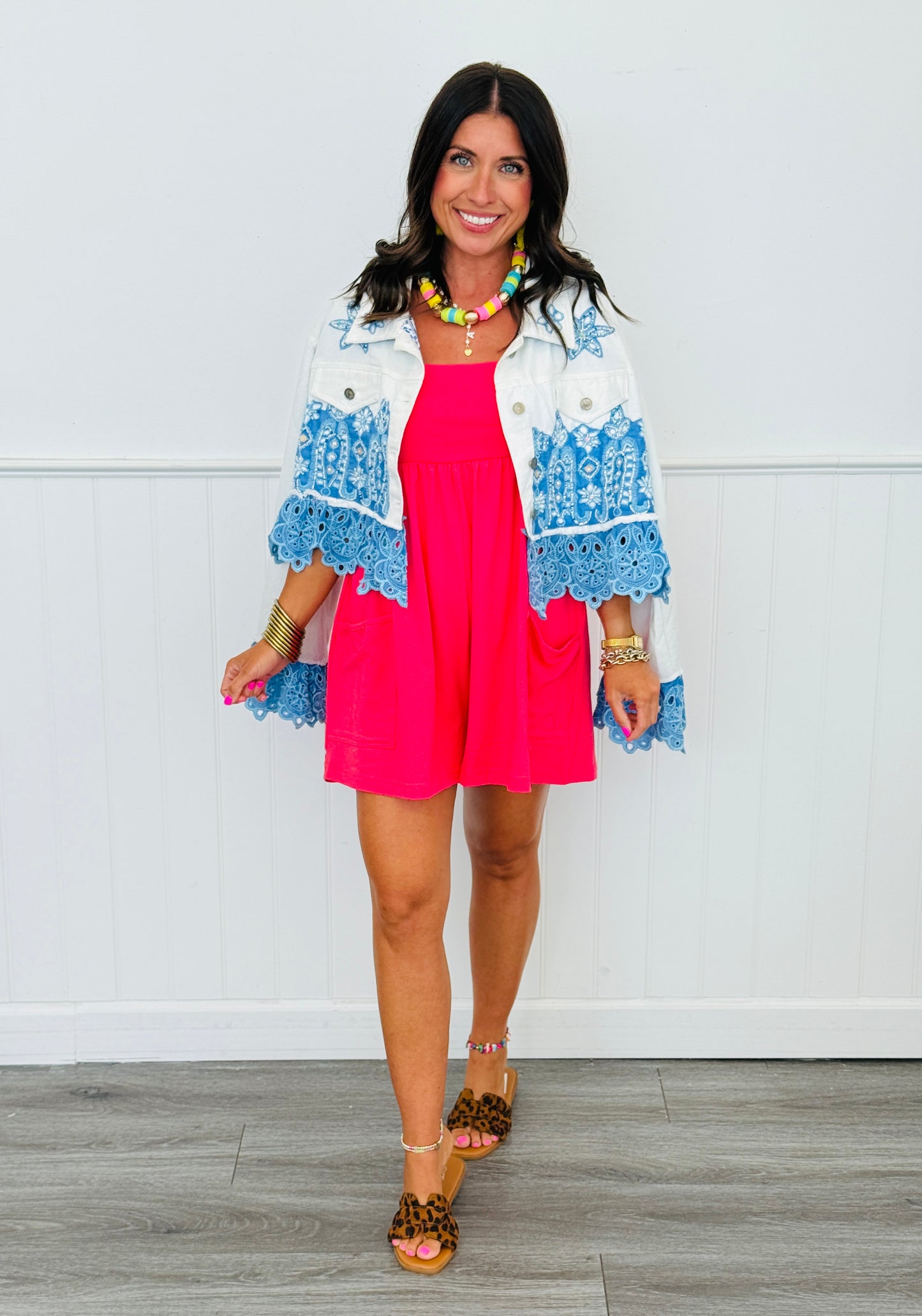 Flamingo Pink Lycra Summer Romper (Reg.)