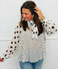 White/Black Mixed Polka Dot Print Blouse (Reg. & Plus)