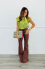 Lime Striped Sleeveless Button Down Top (Reg.)