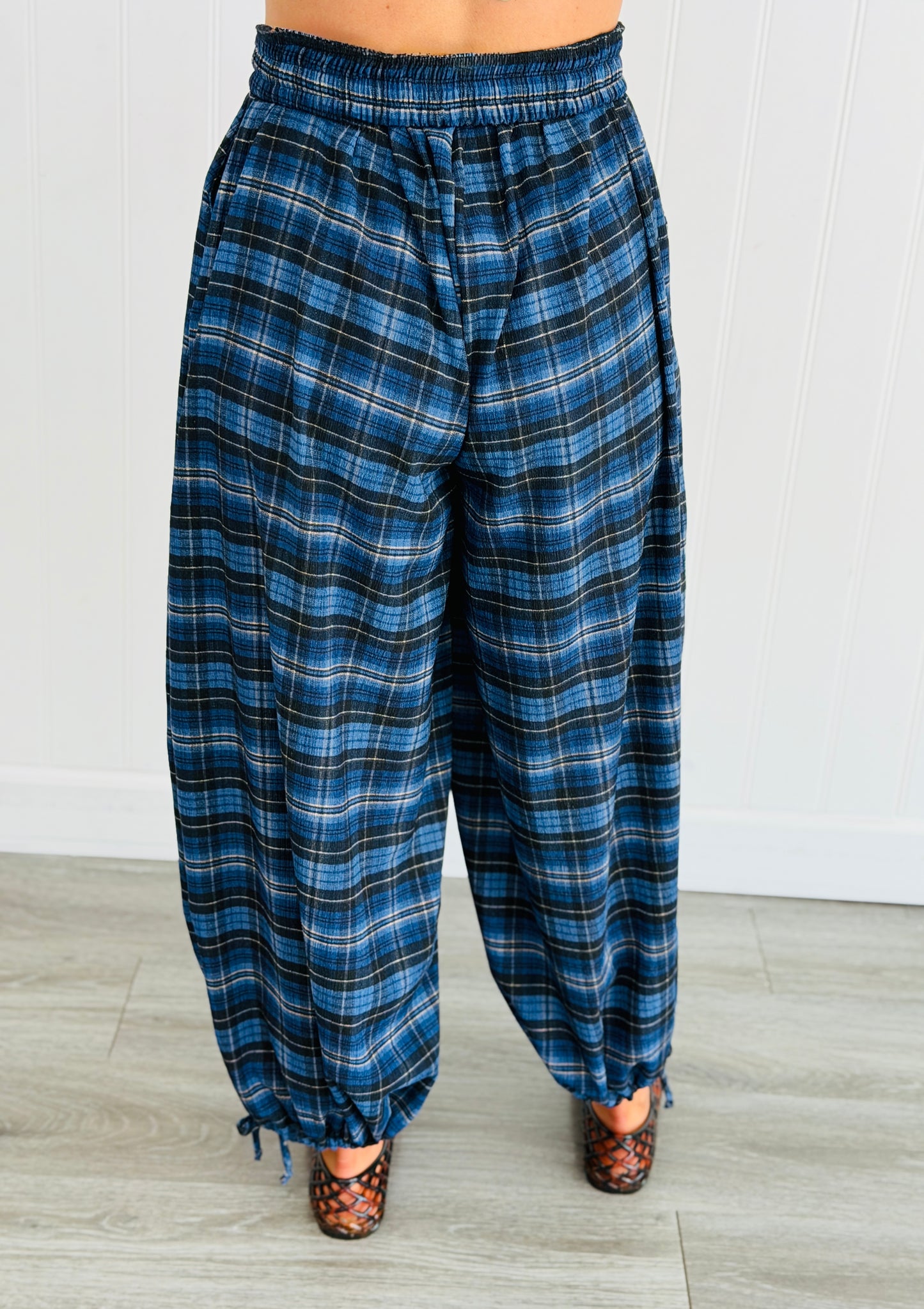 Royal Blue Plaid Balloon Pants (Reg & Plus)