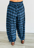 Royal Blue Plaid Balloon Pants (Reg & Plus)