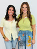 Crochet Lace Trim Button Up Knit Top (Reg & Plus) - 2 Colors