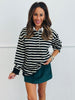 Black/Cream Striped Rugby Polo Top (Reg.)