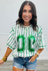 Striped Sequin Number Patch Boxy Top (Reg.)-3 Colors
