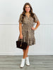 Leopard Deep V-Neck Short Sleeve Mini Dress (Reg. and Plus)