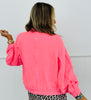 Neon Pink Sweater Knit Snap Button Cardigan (Reg & Plus)