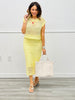 Lemon Open Knit Sleeveless Top & Midi Skirt Set (Reg.)