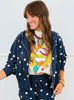 Polka Dot Zip Up Sweater Hoodie (Reg & Plus) - 2 Colors