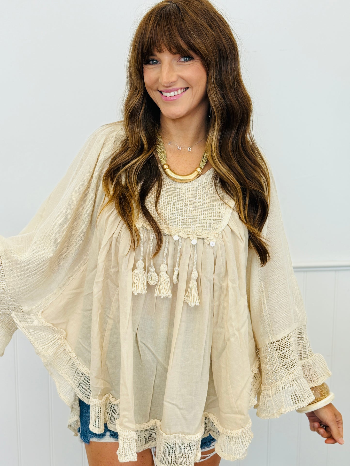 POL Natural Ruffled High Low Top (Reg.)