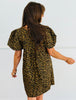 Taupe Leopard Print Smock Mini Dress (Reg & Plus)