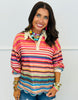 Multi Stripe Scalloped Collar Top (Reg.)