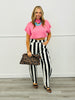 Pink Mock Neck Ribbed Dolman Sweater Top (Reg.)