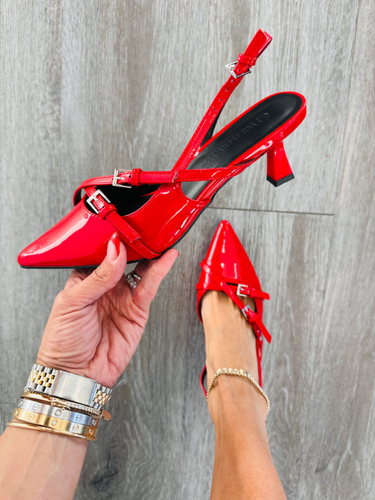 Red Feeling Fierce Kitten Heel