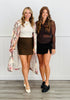 Brushed Faux Wool Side Slit Skort (Reg)-2 Colors