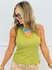 Light Olive Lace Trim Tank Top (Reg.)
