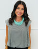 Striped Shoulder Pad Top (Reg & Plus)- 2 Colors