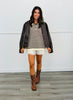 Cream Striped Collar Sweater Top (Reg.)