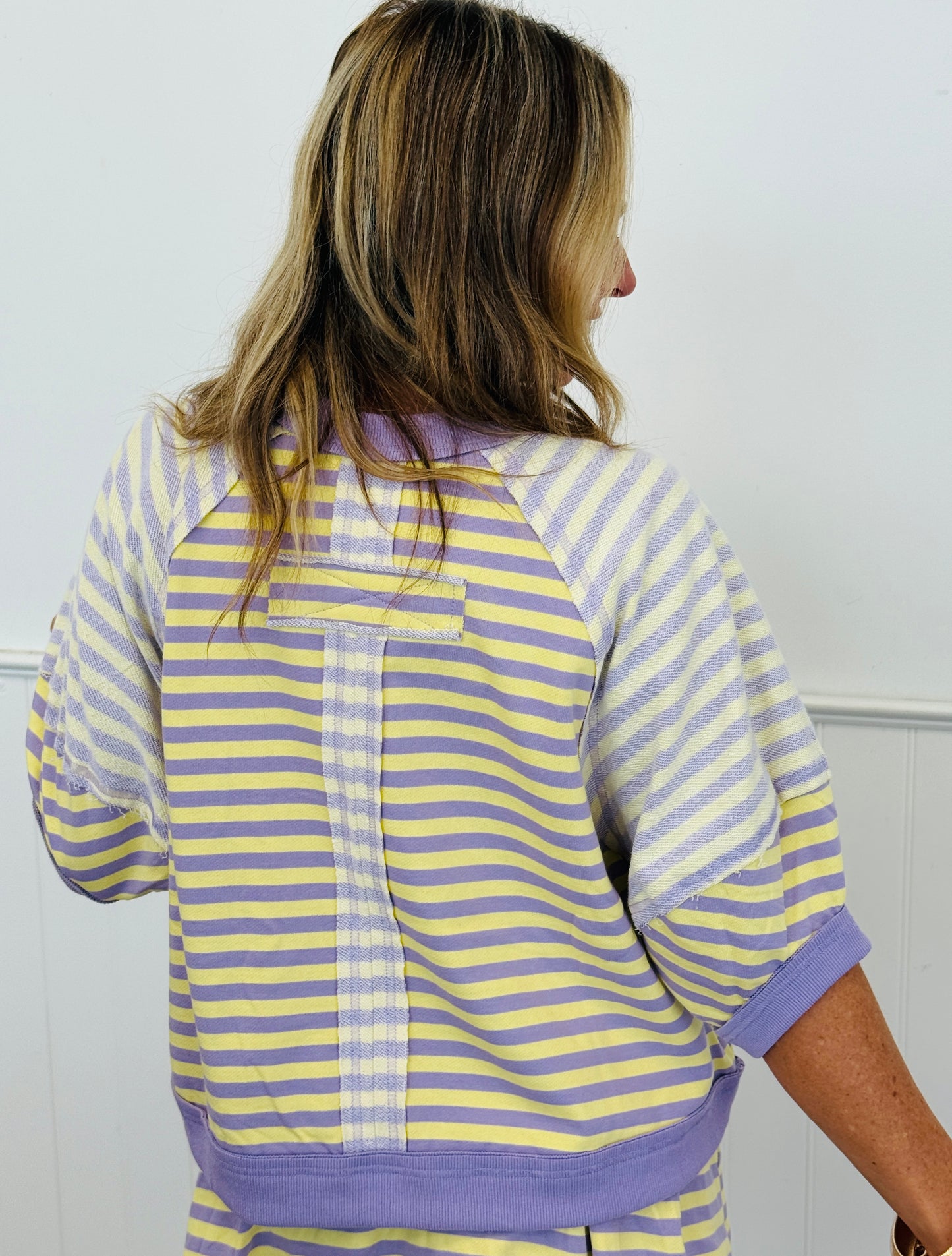 Lavender/Yellow Striped Half Sleeve Sweatshirt (Reg.)