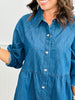 Denim Button Down Heart Mini Dress (Reg. & Plus)