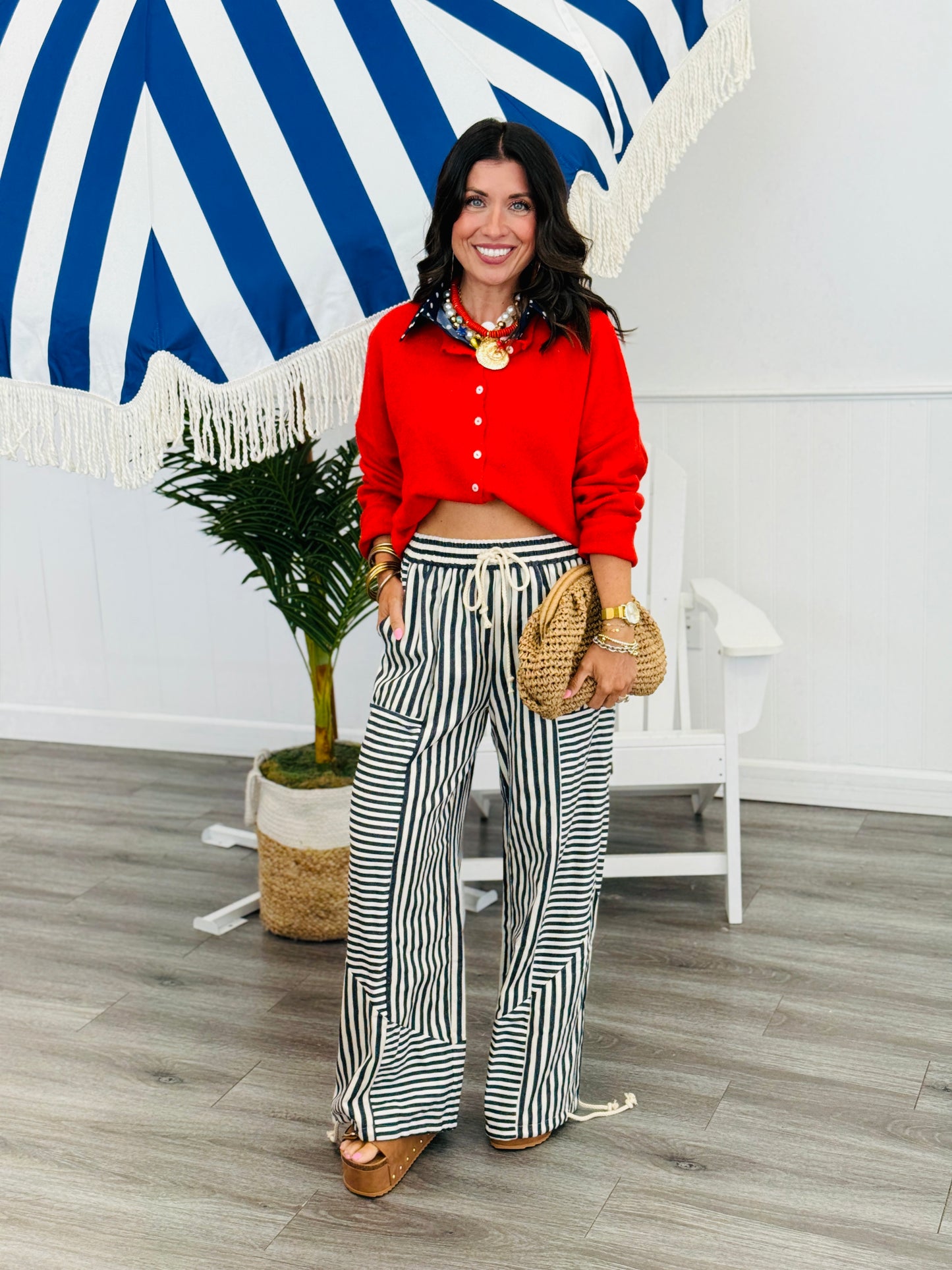 Mixed Stripe Parachute Pants (Reg.)-2 Colors