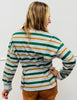Green/Gray Pleated Waist Striped Top (Reg.)