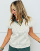 Polka Dot Half Zip Cap Sleeve Top (Reg.) - 4 Colors