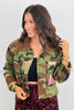 Camo Print Contrast Floral Jacket (Reg & Plus)