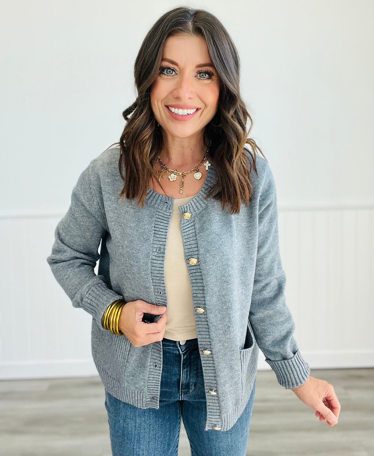 Ribbed Detailed Button Down Cardigan (Reg.) - 3 Colors