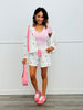 Grey Ribbon Cherries Hoodie Jacket & Shorts Set (Reg & Plus)