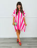 Pink & White Vertical Stripe Shirt Dress (Reg. & Plus)
