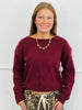 Wine Back Lace Trim Sweater Top (Reg.)