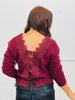 Wine Back Lace Trim Sweater Top (Reg.)