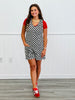 Checkered Self Tie Back Romper (Reg & Plus)-3 Colors