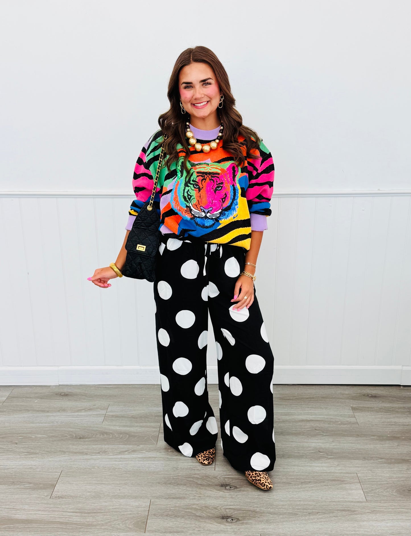 Queen Of Sparkles Rainbow Sequin Tiger Sweater (Reg. and Plus)