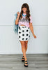 Ivory Luna Orbit Polka Dot Mini Skirt (Reg.)
