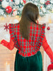 Red Plaid Ruffled Tie Quilted Vest (Reg & Plus)