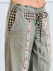 POL Olive Stripe Floral Trim Baggy Pants (Reg.)