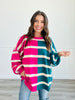 Fuchsia/Teal Striped Loose Fit Top (Reg. and Plus)