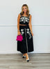 Black Embroidered Top & Midi Skirt Set (Reg & Plus)