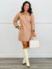 Taupe Polo V-Neck Mini Sweater Dress (Reg.)
