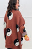 Brown Oversized Yin Yang Cardigan (Reg & Plus)
