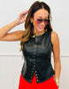 Faux Leather Snap It Sleeveless Top (Reg.) - 3 Colors