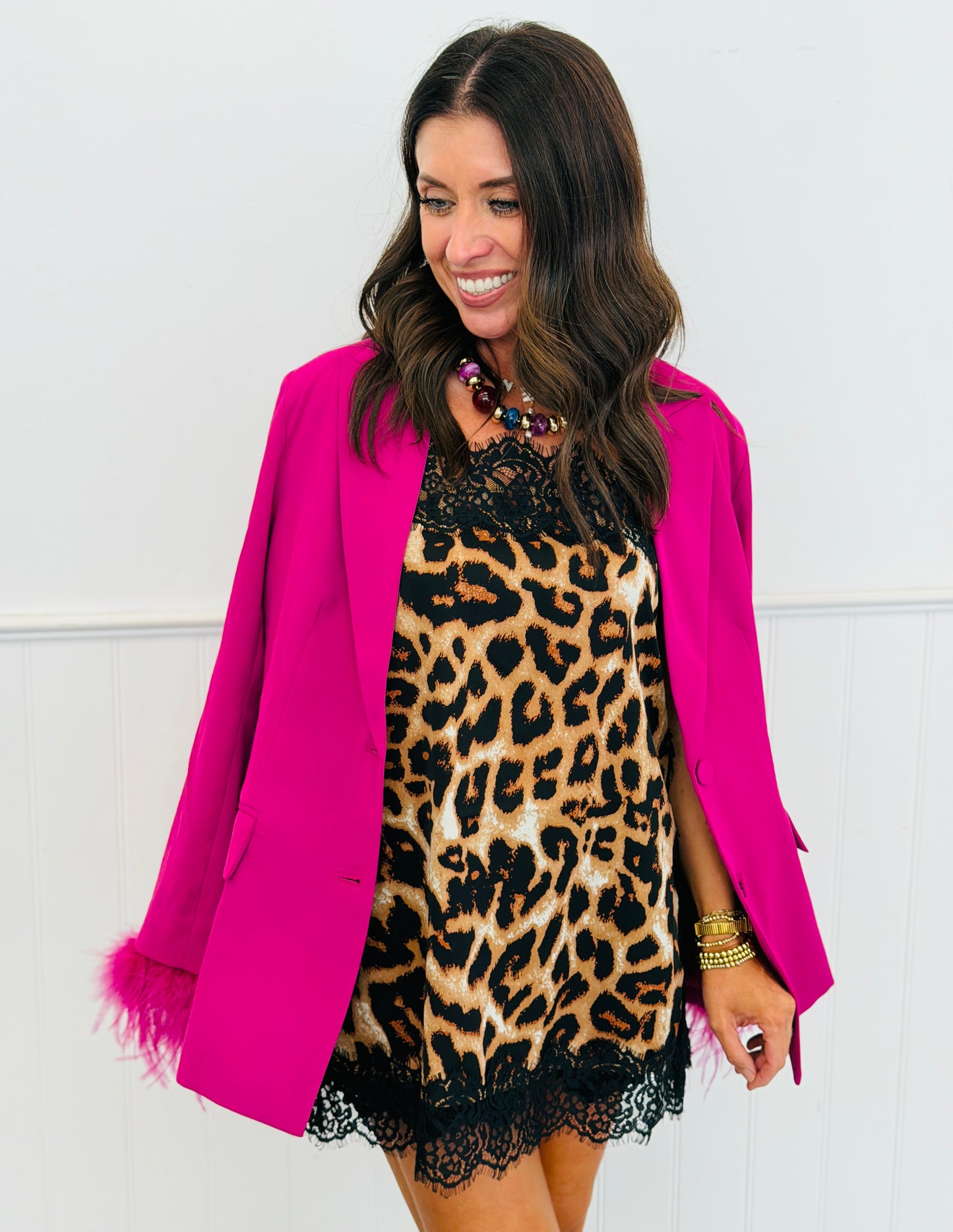 Berry Feather Trim Sleeves Blazer (Reg.)