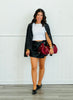 Black Denim Striped Boxy Jacket (Reg.)