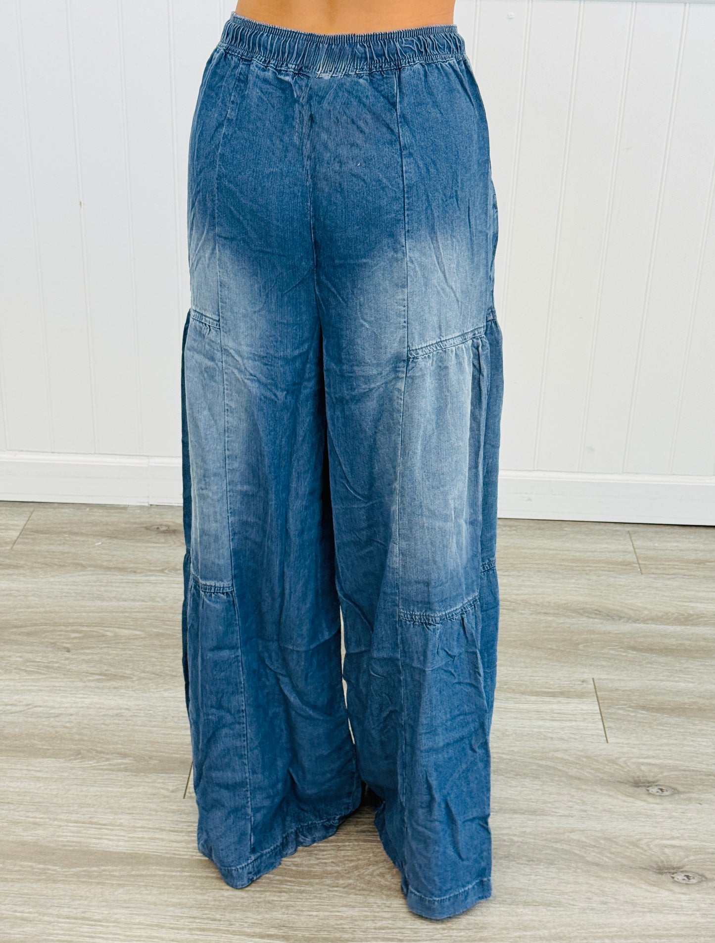 Tiered Drawstring Denim Pants (Reg and Plus)