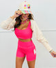 Hot Pink Gingham Print Ruched Bra Top (Reg.)