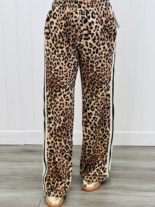 Leopard Print Side Stripe Pants (Reg.)