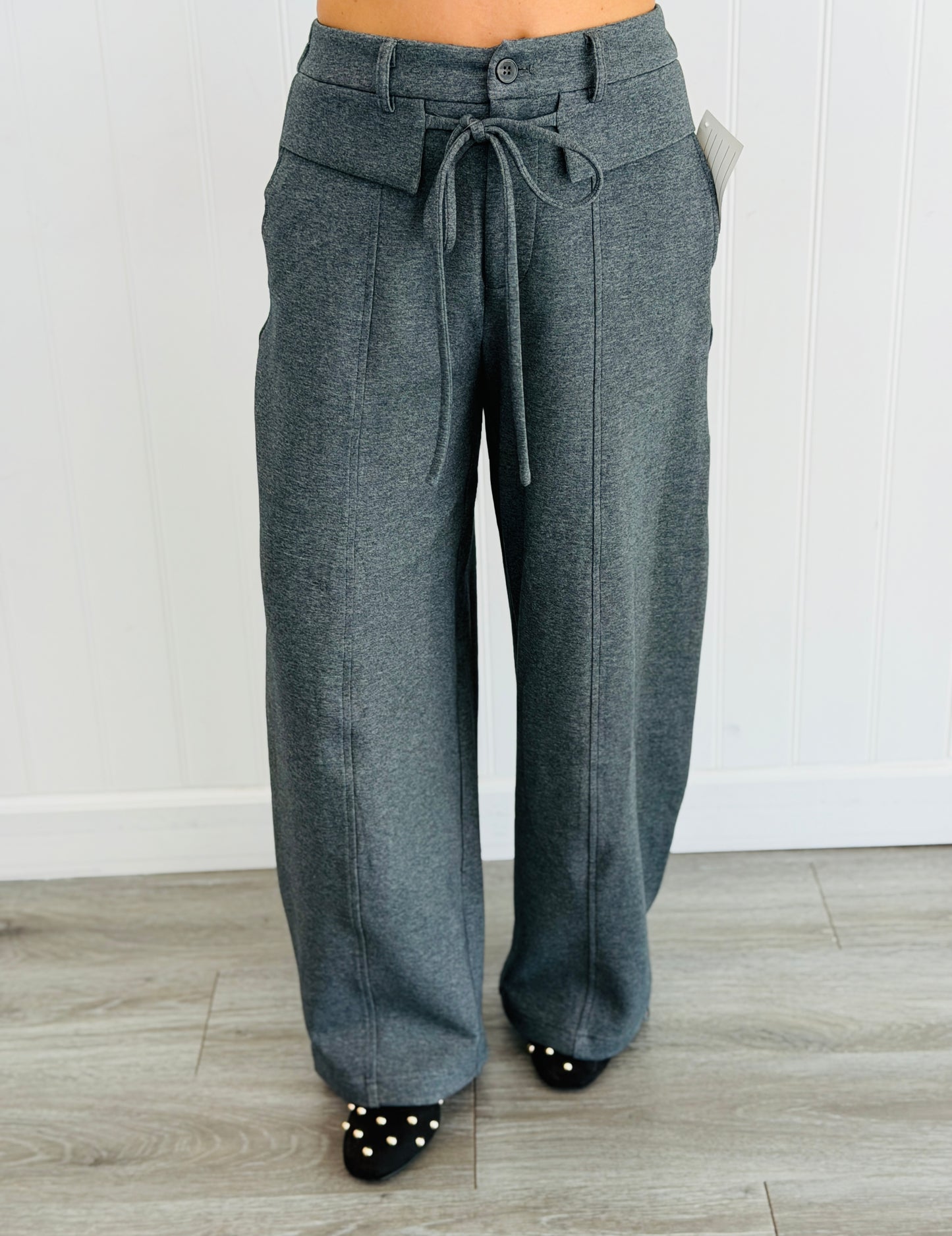 Fold Over Flap Wide Leg Sweatpants (Reg & Plus) - 2 Colors